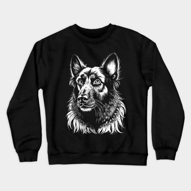 German shepherd dog head drawing black and white Crewneck Sweatshirt by Ravenglow